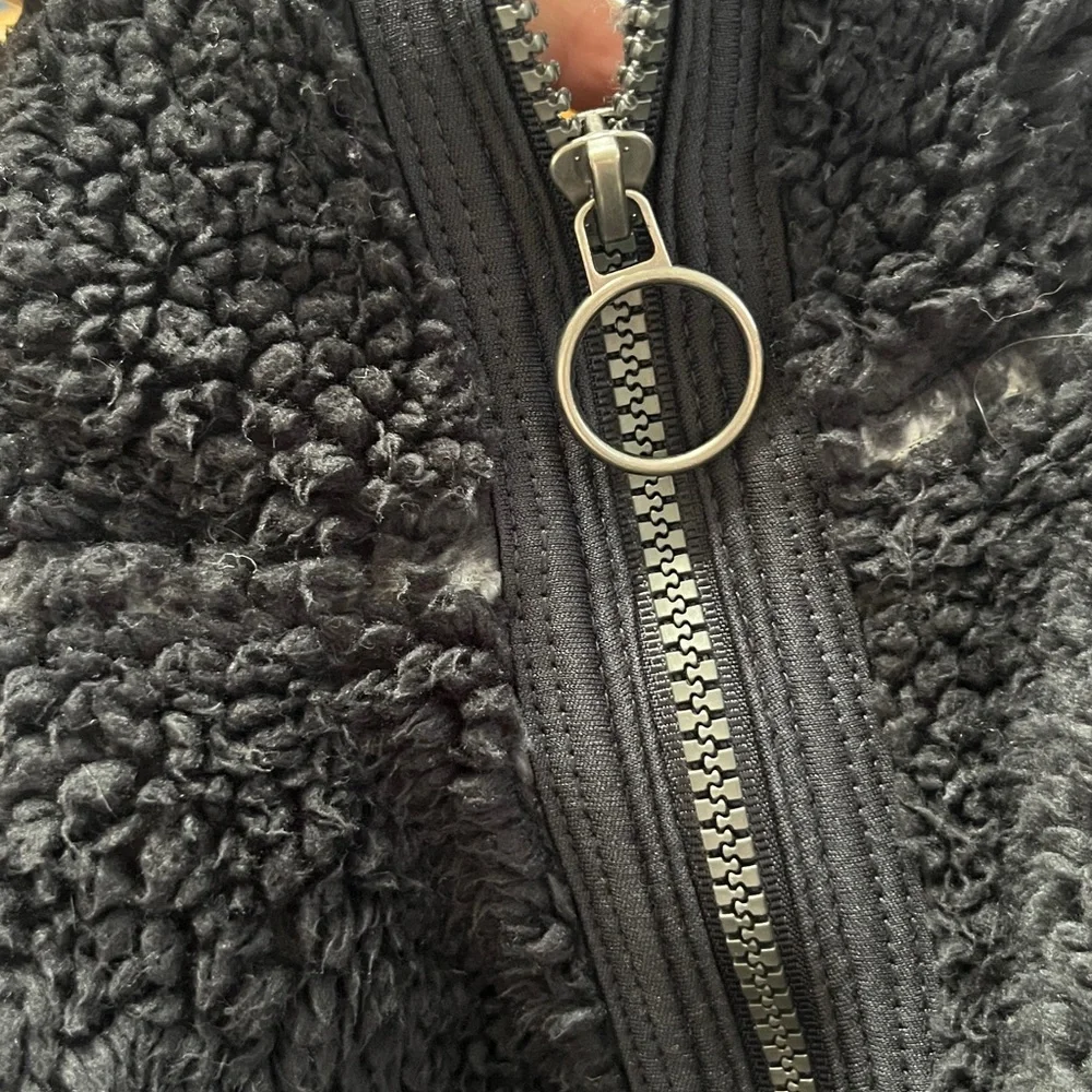 COZY SHERPA Black & White Star Sherpa Faux Fur Pullover 1/4 Zip  Warm Jacket XL
